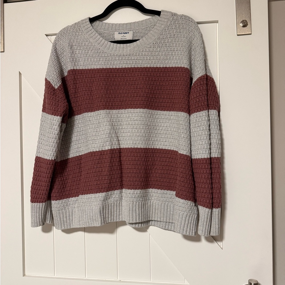 Old Navy Women's Crew Neck Sweater - Gray and Plum